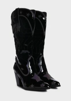 Y.R.U. Black Star Space Cowgirl Boots Cowboy Boots