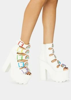 Y.R.U. Platforms Dreamscape Rainbow Platform Heels