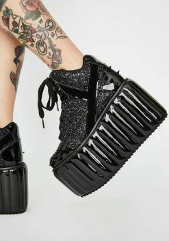 Y.R.U. Platforms Qozmo Black Moonroq Platform Sneakers
