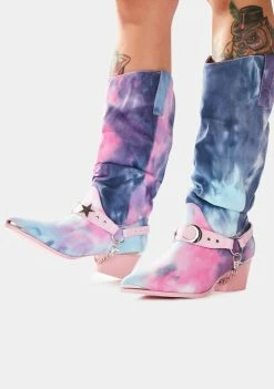 Y.R.U. Death Proof Pastel Tie Dye Cowboy Boots