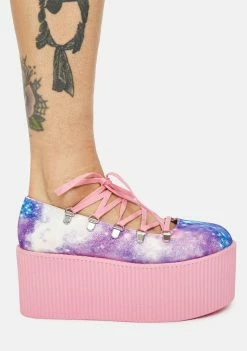 Y.R.U. Pink Galaxy Kaos Ballerina Platforms