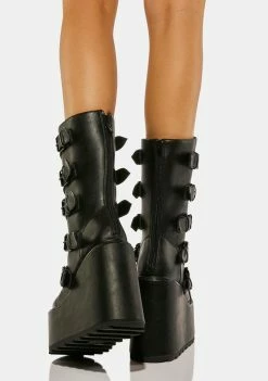 Y.R.U. Platforms Black Dune X Buckle Boots