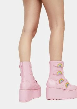 Y.R.U. Pink Karma Rainbow Platform Boots