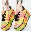 Y.R.U. Lala Neon Camo Platform Sneakers
