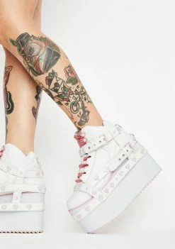 Y.R.U. Qozmo Bondage Pink Heart Platform Sneakers Platforms