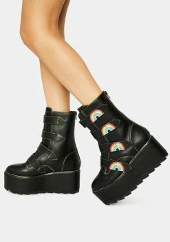 Discount π Y.R.U. Black Karma Rainbow Platform π₯Ύ Boots βοΈ 8 Y.R.U. Black Karma Rainbow Platform Boots