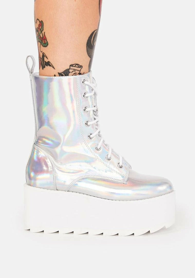 Buy 🥰 Y.R.U. BLOQ Holographic Platform 🥾 Boots ⭐ 4 Y.R.U. BLOQ Holographic Platform Boots
