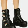 Y.R.U. Black Karma Rainbow Platform Boots