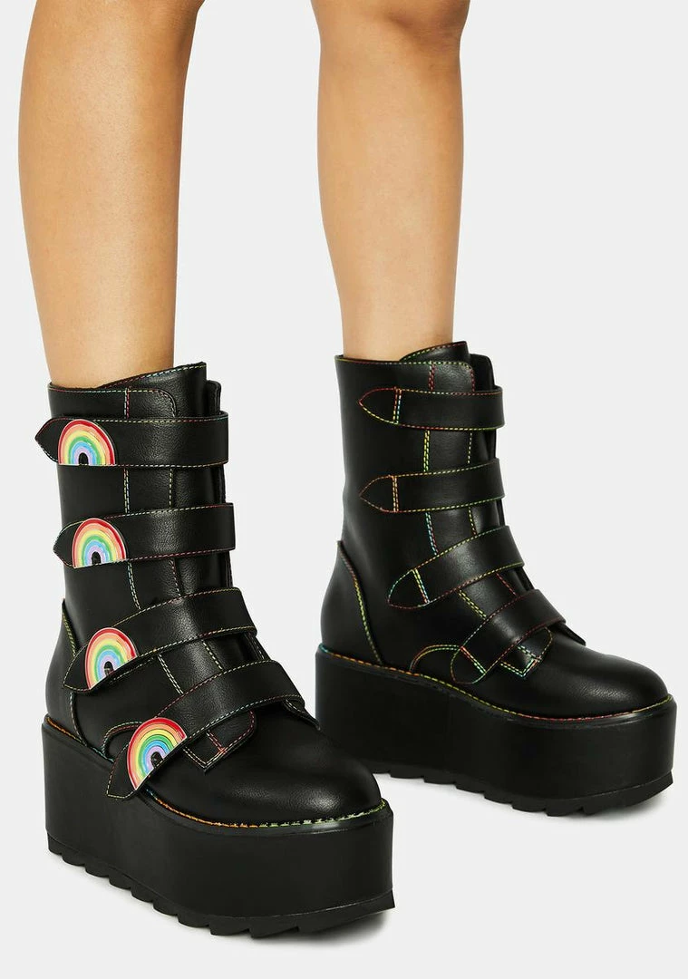 Discount π Y.R.U. Black Karma Rainbow Platform π₯Ύ Boots βοΈ 3 Y.R.U. Black Karma Rainbow Platform Boots