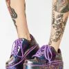 Y.R.U. Purple Slick Lala Alien Platform Sneakers