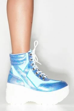 Y.R.U. Platforms Matrixx Hi Blue Reflective Platform Sneakers