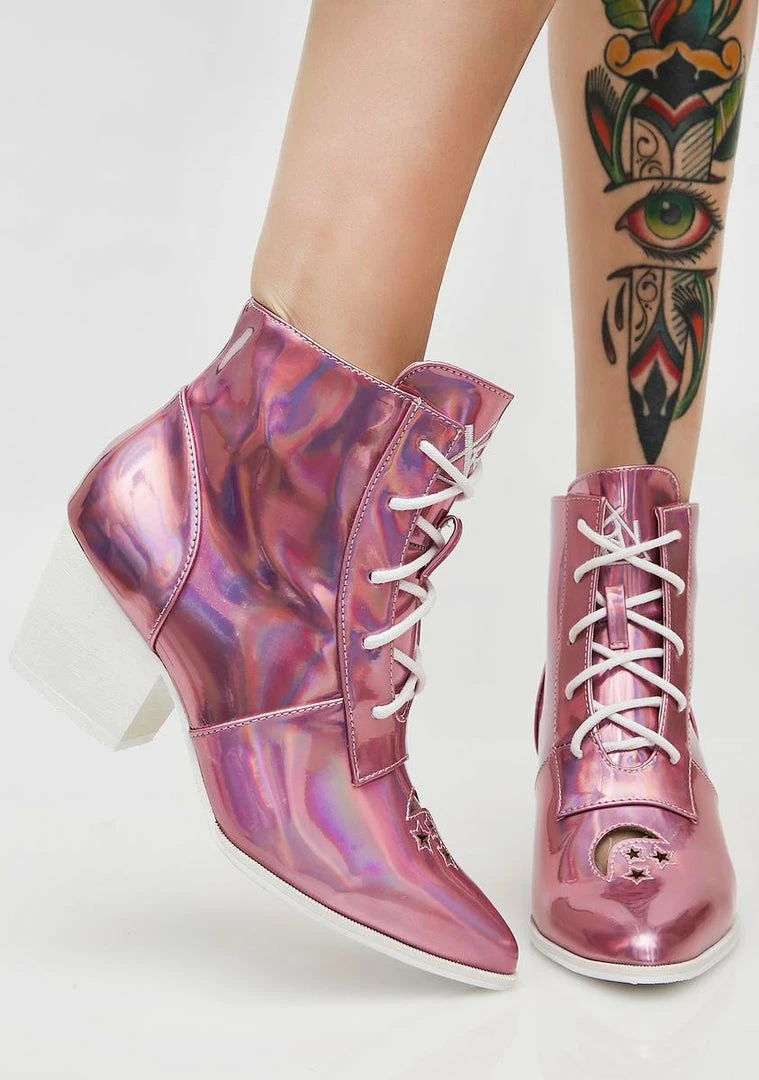 Best deal ⭐ Y.R.U. Princess Aura Hologram 🥾 Boots 🥾 Boots & Booties ❤️ 3 Y.R.U. Princess Aura Hologram Boots Boots & Booties