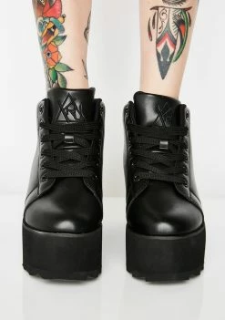 Y.R.U. Lala Hi Black Platform Sneakers