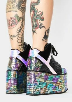 Y.R.U. Platforms Qozmo Dragon Oil Slick Platform Sneakers