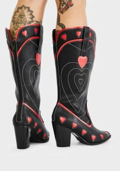Y.R.U. Black Heart Space Cowgirl Boots Boots & Booties