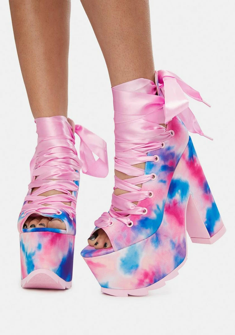 Cheapest โ Y.R.U. Pink Tie Dye Ballet Bae Platform ๐ Heels โจ 4 Y.R.U. Pink Tie Dye Ballet Bae Platform Heels