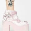Y.R.U. Pink Velvet Cherish Heart Platform Boots