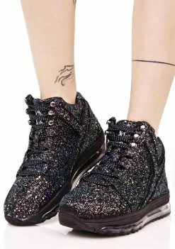Y.R.U. Black Qozmo Aiire Glitter Sneaker
