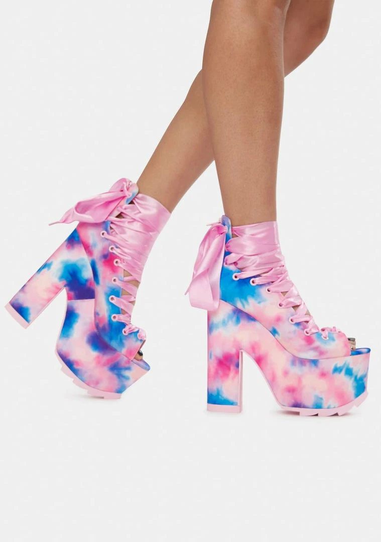 Cheapest โ Y.R.U. Pink Tie Dye Ballet Bae Platform ๐ Heels โจ 3 Y.R.U. Pink Tie Dye Ballet Bae Platform Heels