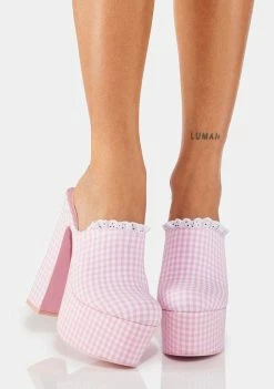 Y.R.U. Pink Gingham Stardust Platform Clogs Platforms