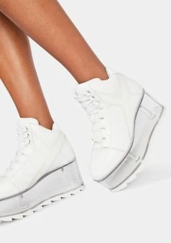 Y.R.U. White Qozmo Qloud Clear Platform Sneakers