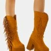 Y.R.U. Tan Bad Bitch Fringe Cowboy Boots Boots & Booties