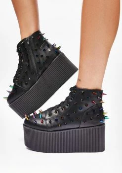 Y.R.U. Multi Kaos Lo Spike Platform Sneakers