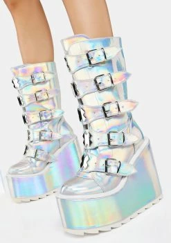Y.R.U. Platform Boots Holographic Dune X Buckle Boots