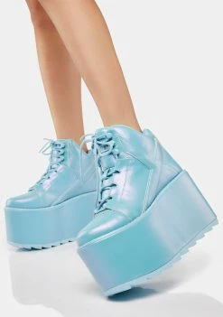 Y.R.U. Pearl Blue Qozmo Platform Sneakers