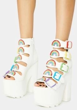 Y.R.U. Platforms Dreamscape Rainbow Platform Heels