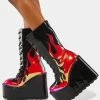 Y.R.U. Platforms Red Dune Lace-Up Flame Boots