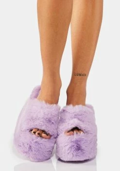 Y.R.U. Lavender Gravity Faux Fur Sandals