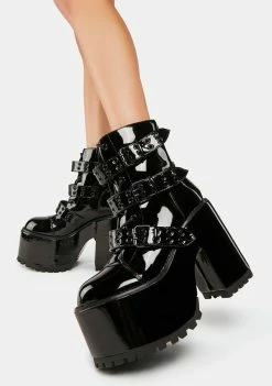 Y.R.U. Blackout Smash Strapped Platform Boots