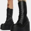Y.R.U. Black Dune Lace-Up Platform Boots