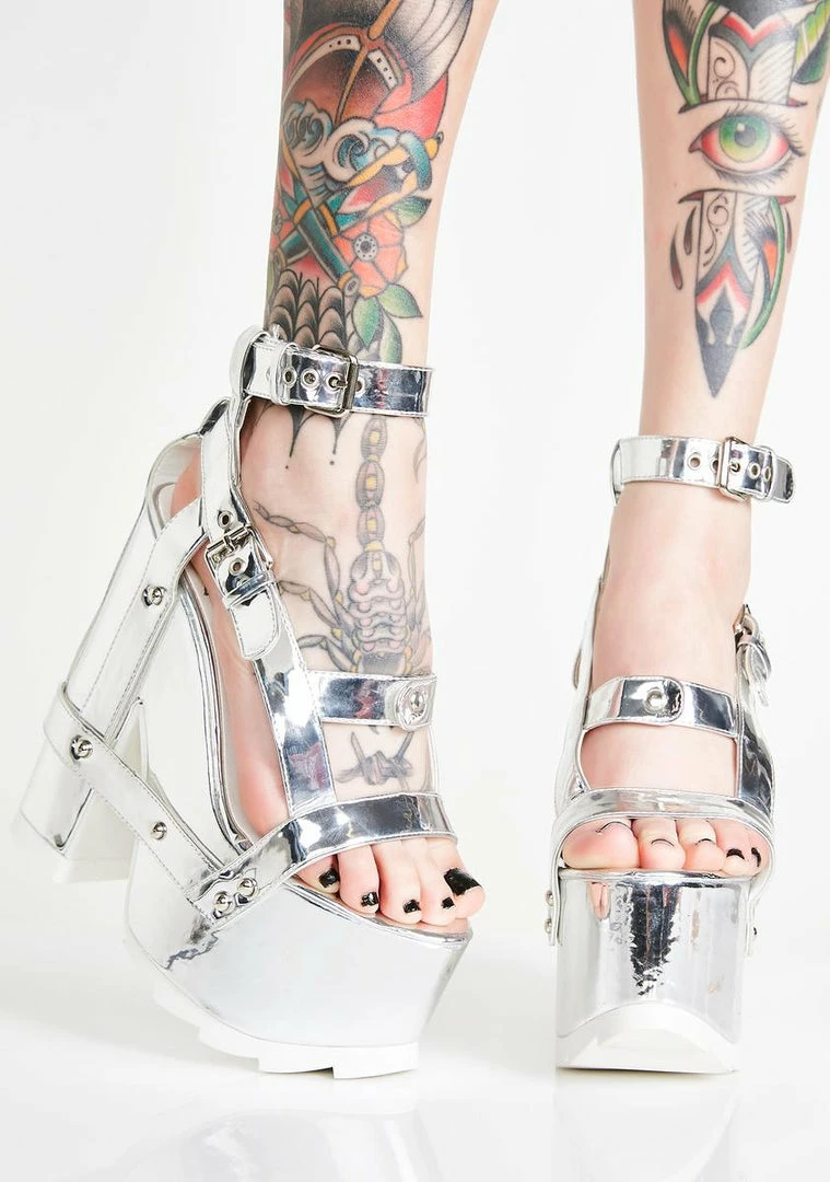 Coupon π Y.R.U. Nightcall Chrome Platform π Heels Platforms π 7 Y.R.U. Nightcall Chrome Platform Heels Platforms