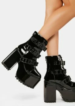 Y.R.U. Blackout Smash Strapped Platform Boots