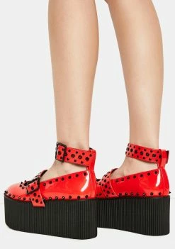 Coupon 🛒 Y.R.U. Kaos Red Patent Platform Mary Janes ❤️ 9 Y.R.U. Kaos Red Patent Platform Mary Janes
