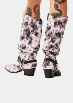 Y.R.U. Death Proof Black Tie Dye Cowboy Boots