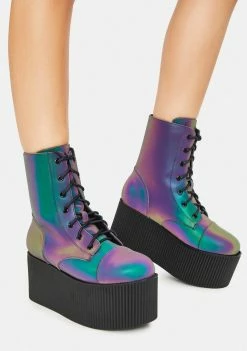 Y.R.U. Platforms Reflective Kaos Mid Platform Boots