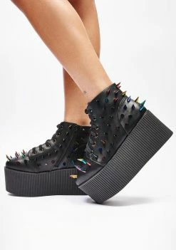 Y.R.U. Multi Kaos Lo Spike Platform Sneakers