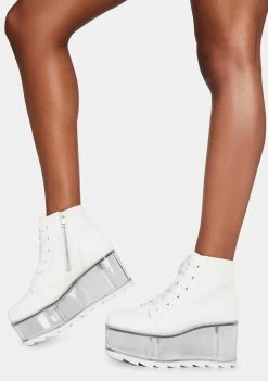 Y.R.U. White Qloud Slayr Platform Boots