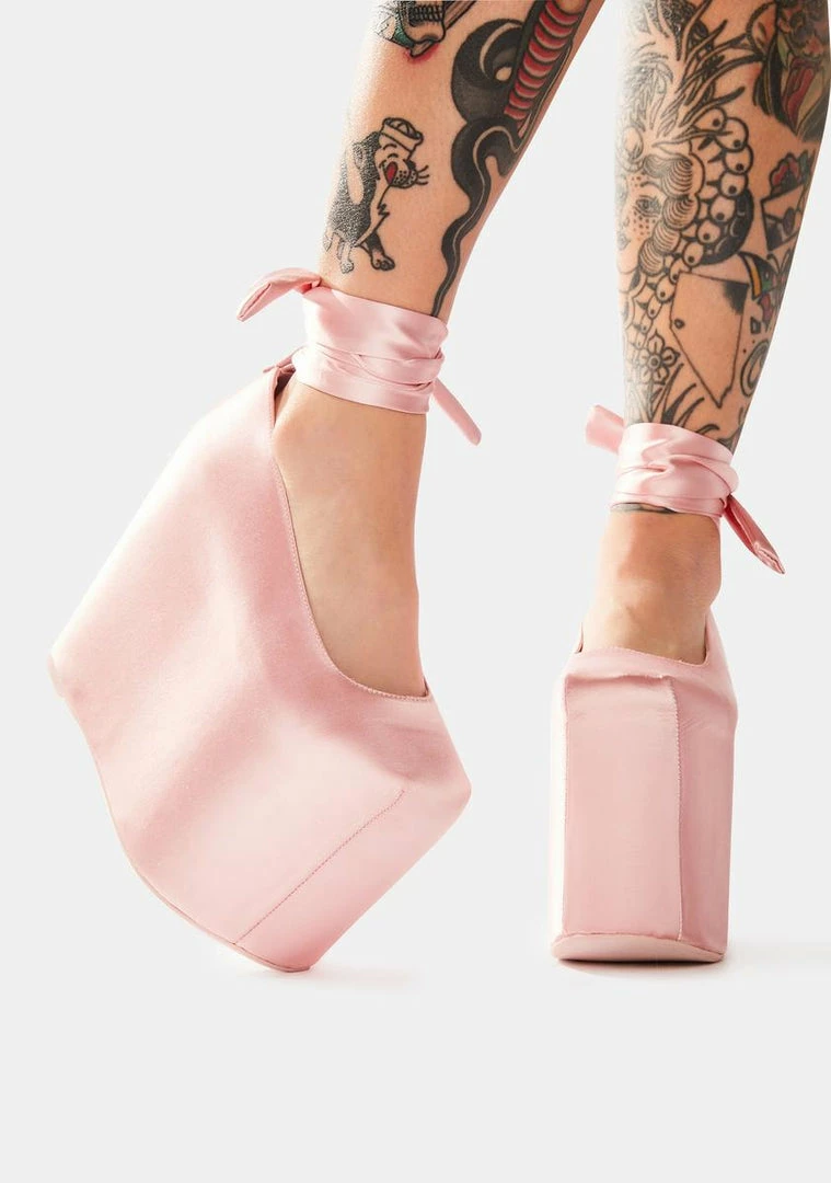 New ❤️ Y.R.U. Bae Pink Satin Platforms ⭐ 4 Y.R.U. Bae Pink Satin Platforms