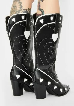 Y.R.U. White Heart Space Cowgirl Boots Cowboy Boots