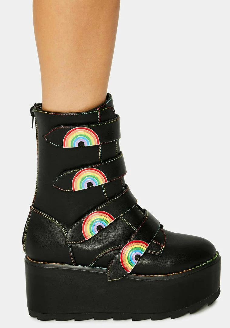 Discount π Y.R.U. Black Karma Rainbow Platform π₯Ύ Boots βοΈ 4 Y.R.U. Black Karma Rainbow Platform Boots