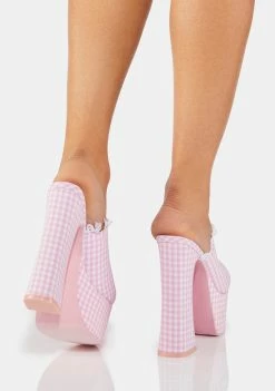 Y.R.U. Pink Gingham Stardust Platform Clogs Platforms