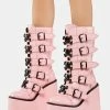 Y.R.U. Pink Dune Skull Platform Boots