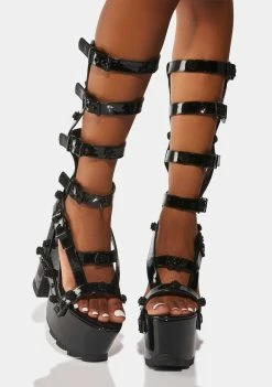 Y.R.U. Platforms Blackout Nightcall Hi Rose Platform Heels