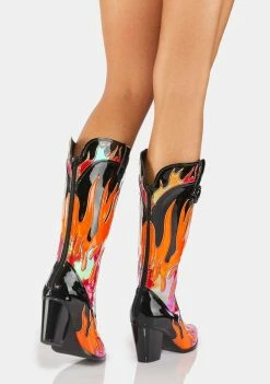 Y.R.U. Red Space Cowgirl Flame Boots