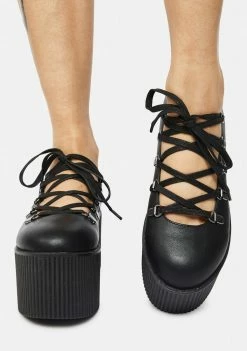 Y.R.U. Black Kaos Ballerina Platforms