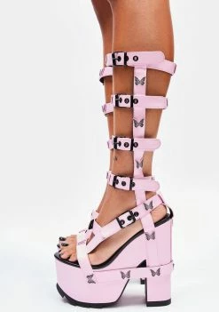 Y.R.U. Pink Nightcall Hi Butterfly Platform Heels